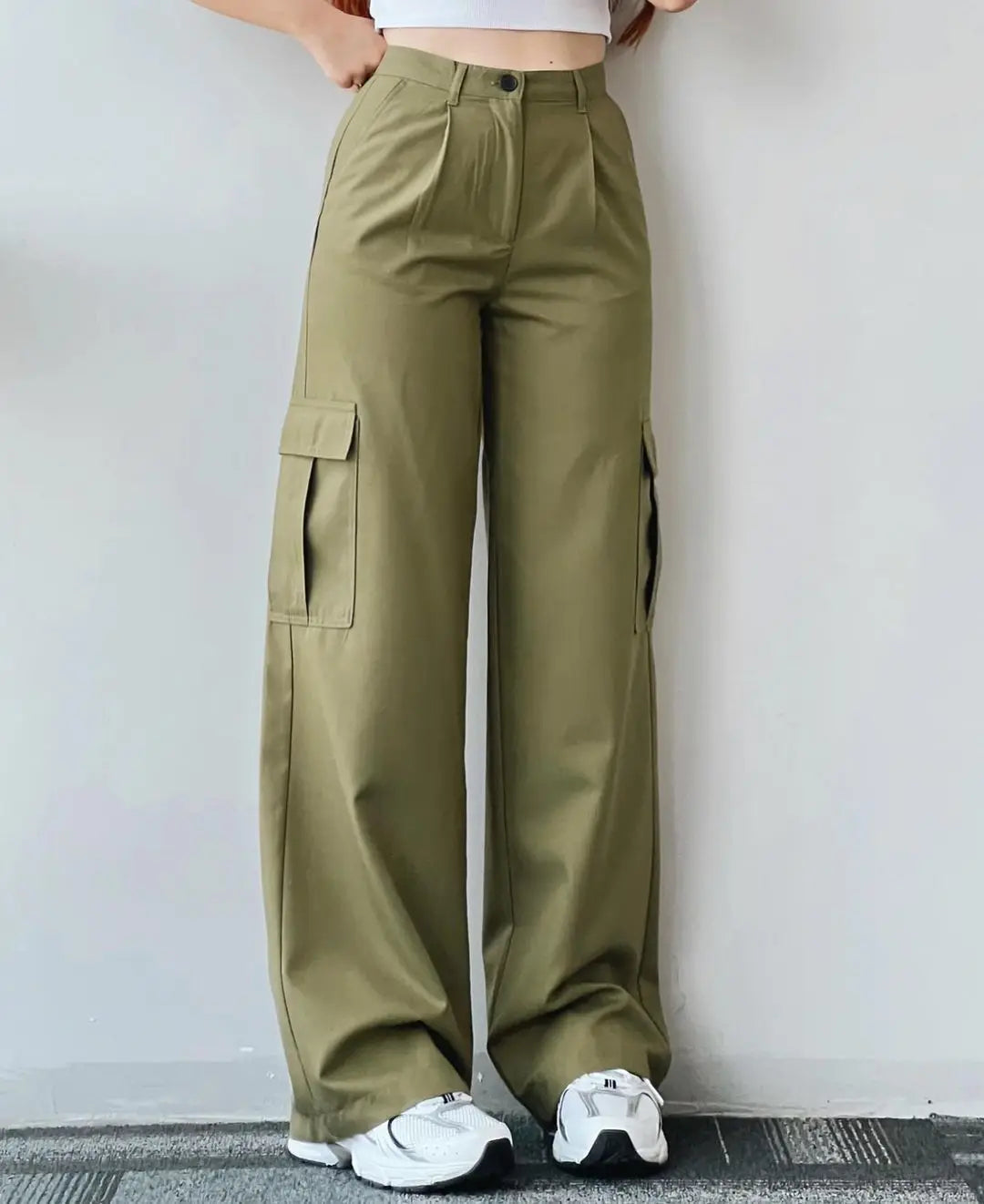 Mid Waist Cargo Pants