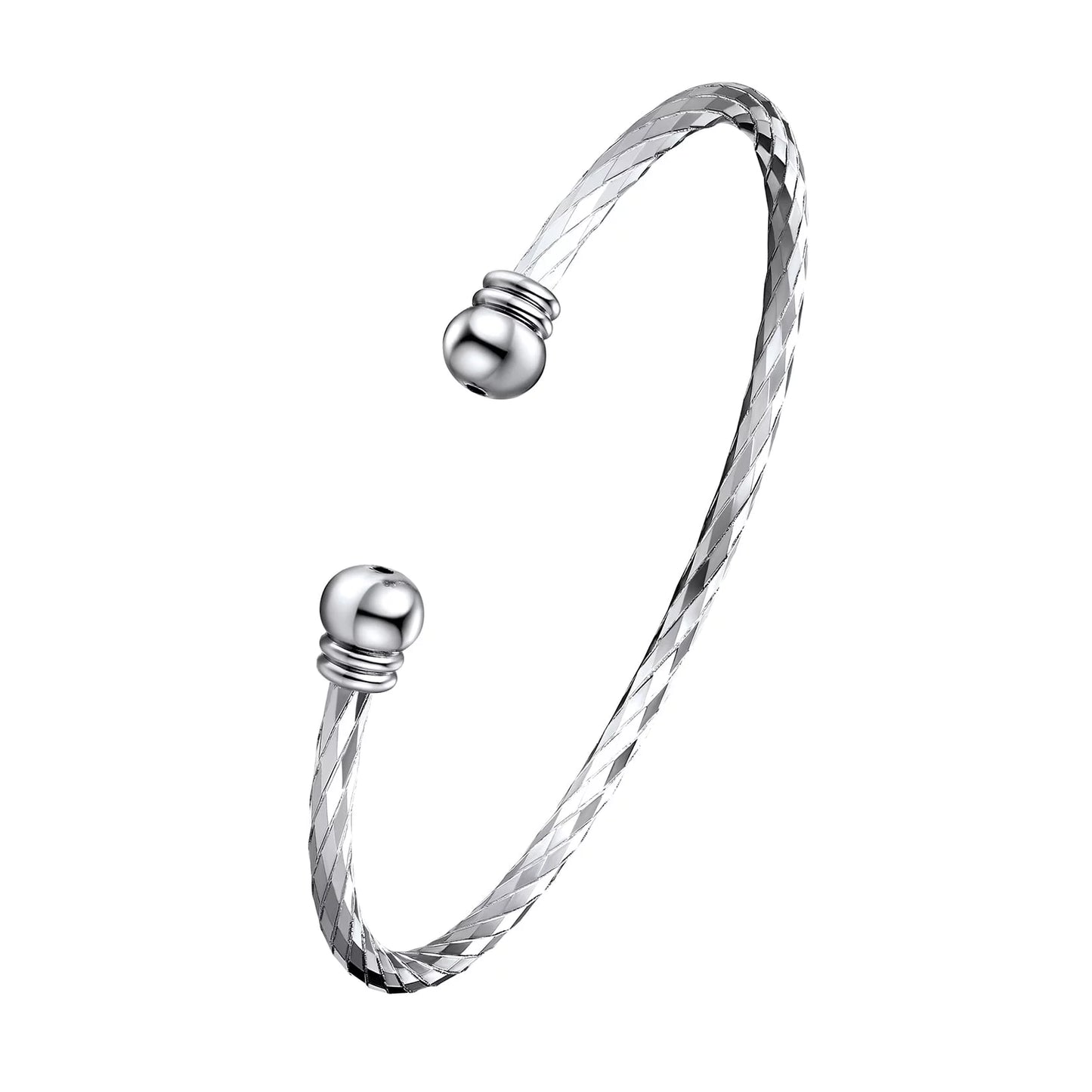 Women Twisted Silver Cuff Bangle Open Bracelet Fashion Bangle Adjustable Girls Hand Braclet Solid Jewelry Birthday Gift