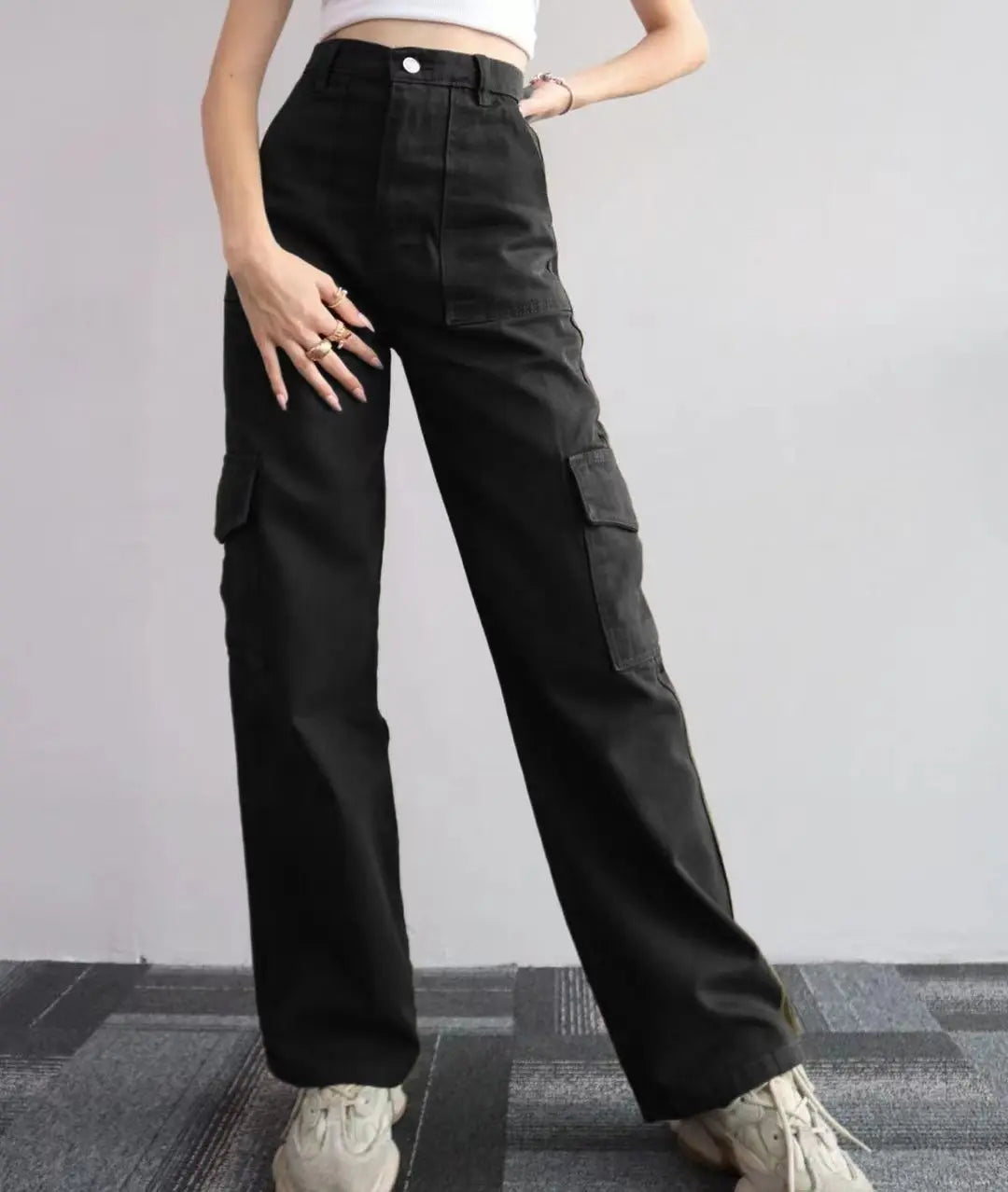 Mid Waist Cargo Pants