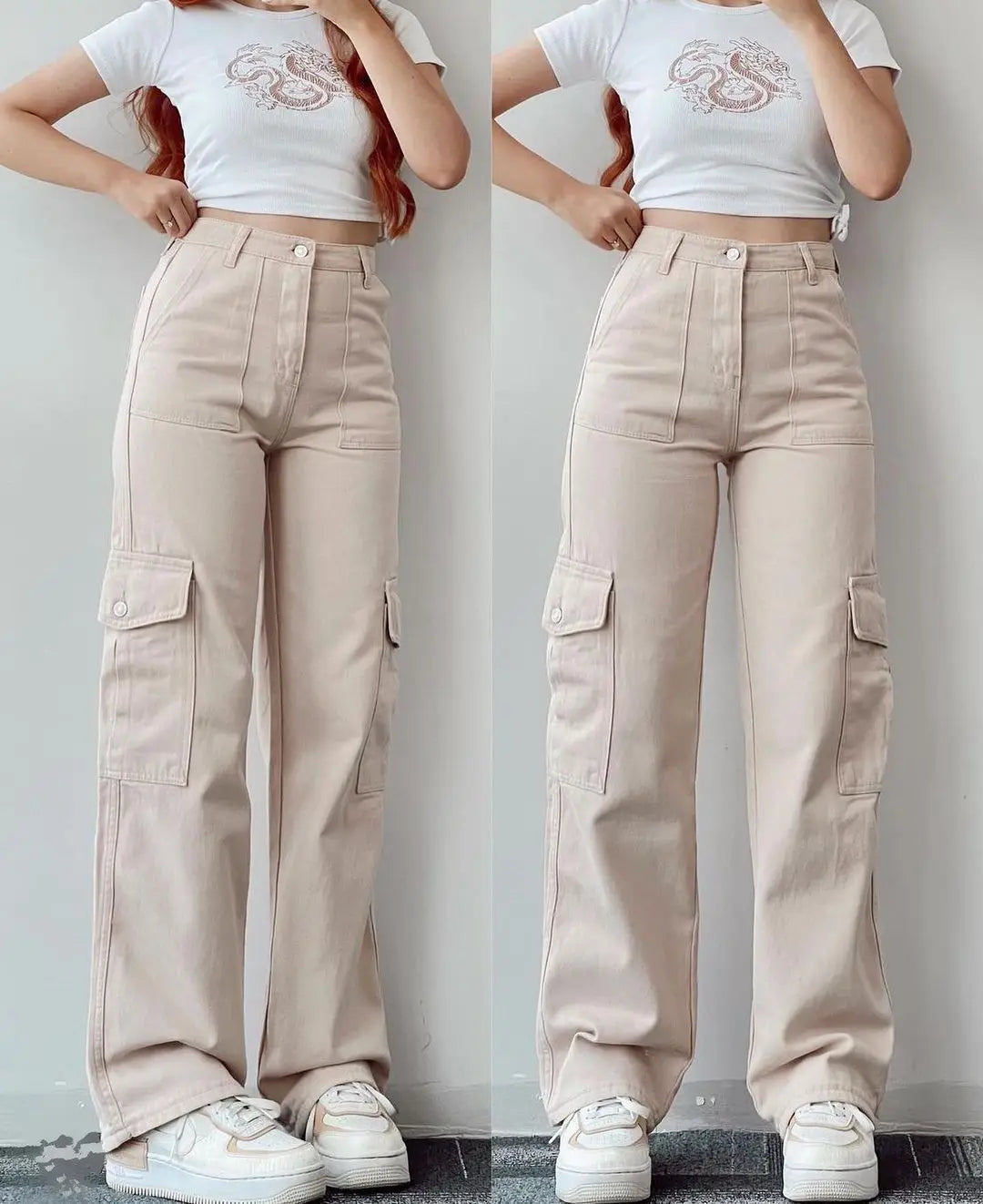 Mid Waist Cargo Pants