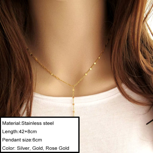 Minimalist Stainless Steel Bamboo Chain Necklaces for Women 14K Gold Necklace Pendant Jewelry Wholesale/Dropshipping