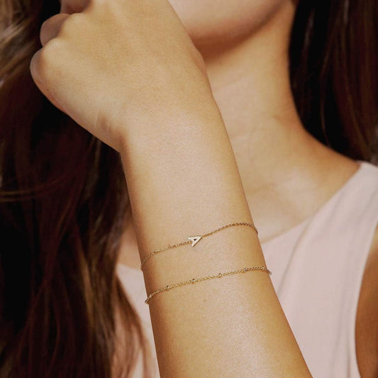 Dainty Gold Initial Bracelets for Women, 14K Gold Plated Dainty Personalized Gold Bracelets Initial Bracelets for Women Teen Girls Jewelry Chain Bracelets for Little Girls Jewelry Gifts