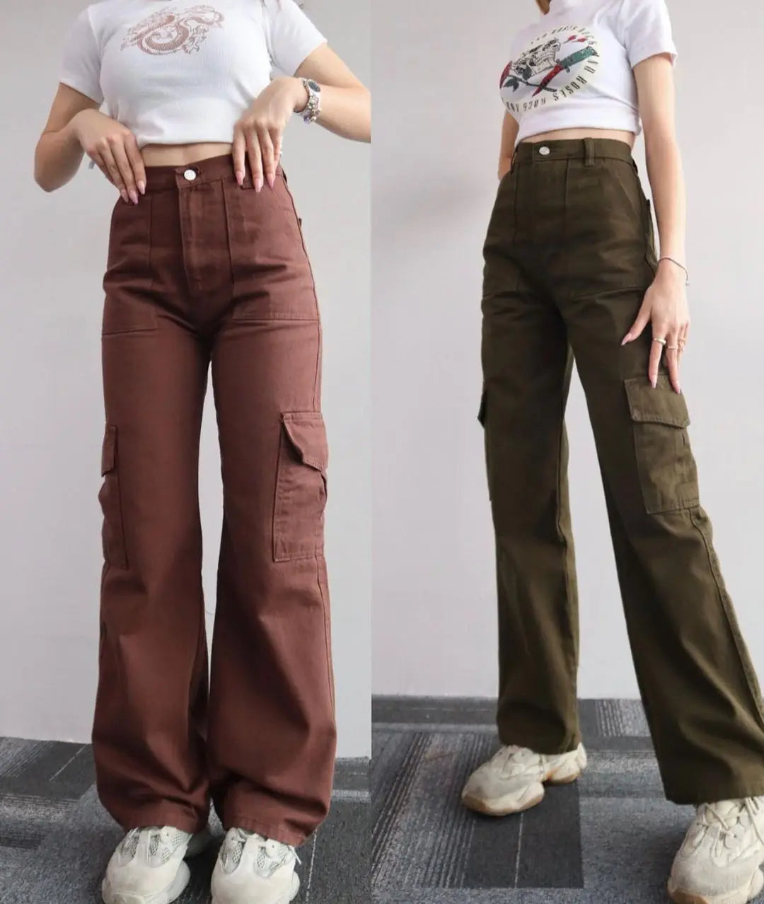 Mid Waist Cargo Pants